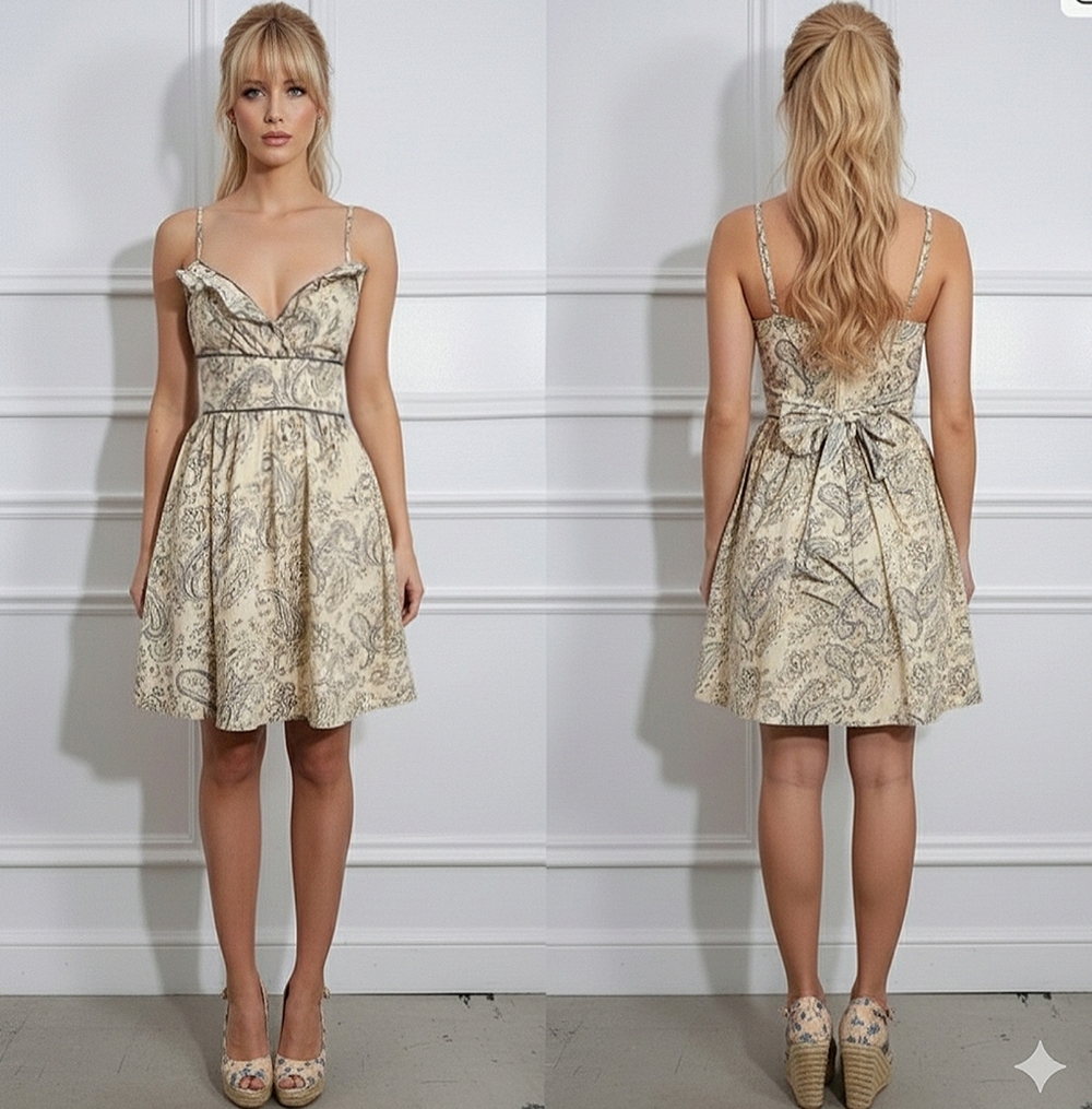 Vintage Fire Los Angeles Flutter 60s Style Bandana Paisley Dress